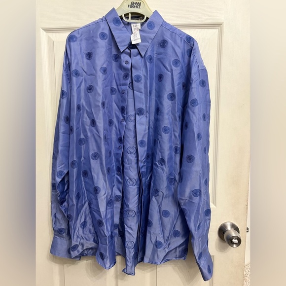Versace Other - Versace vintage long sleeve Textured Medusa shirt men’ssize 52 blue color